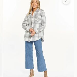 Thread & Supply Light Gray Plaid “Shacket”